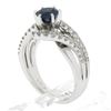 Image 8 : Solid 14K White Gold 1.40 ctw Round Cut Sapphire & Diamond Solitaire Wavy Ring