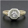Image 2 : Antique 14k TT Gold .40 ctw Old European Cut Diamond Solitaire Engagement Ring