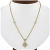 Image 1 : 18k Gold 0.60 ctw Diamond Dangle Cushion Pendant Station 16" Cable Link Necklace