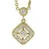 Image 3 : 18k Gold 0.60 ctw Diamond Dangle Cushion Pendant Station 16" Cable Link Necklace