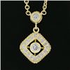 Image 4 : 18k Gold 0.60 ctw Diamond Dangle Cushion Pendant Station 16" Cable Link Necklace