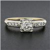 Image 2 : Vintage 14k Gold Palladium .54 ctw Old European Diamond Solitaire Engagement Rin