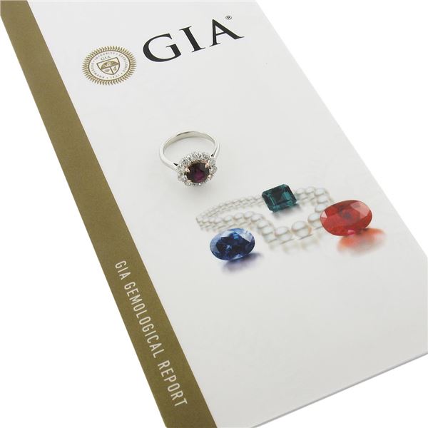 New Platinum & 14K Rose Gold 3.07 ctw GIA Round Ruby Diamond Halo Cocktail Ring