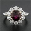 Image 3 : New Platinum & 14K Rose Gold 3.07 ctw GIA Round Ruby Diamond Halo Cocktail Ring