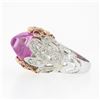 Image 4 : 18k Gold Sugarloaf Lab Grown Pink Sapphire & Diamond Butterfly Cocktail Ring