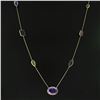 Image 4 : 14k Gold 37" Long Bezel Natural Gemstone Multicolor By the Yard Chain Necklace