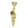 Image 4 : 14k Gold Detailed Textured 3D Shell Charm Pendant w/ 0.04 ctw Diamond on Bail