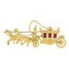 Image 1 : Vintage Italian 18K Yellow Gold Ruby Long Detailed Horse & Carriage Brooch Pin