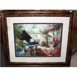 Framed Oil of Baby Grand Piano