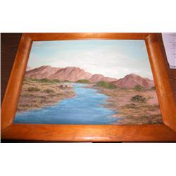 Framed Oil Painting of a River