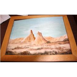 Framed Oil Painting of Mountains