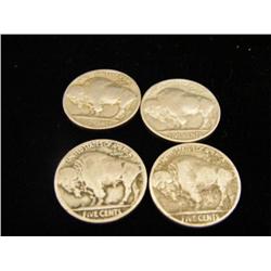 Lot of 4 Buffalo Nickels