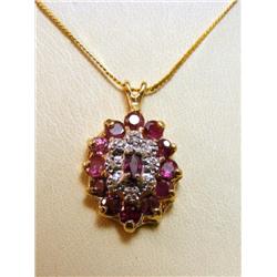14k Gold Chain & 14k Gold Burmese Ruby Pendant