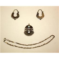 Sterling Earring Set & Sterling Chain with Pendant