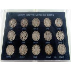 1940s Mercury Dime Set 15 Total Dimes