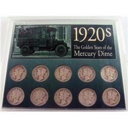 1920s Mercury Dime Set 10 Total Dimes