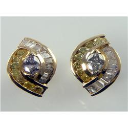 Canary Yellow & White Diamond Earrings Custom Made