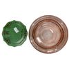 Image 2 : Vintage Deco Pink Glass Vanity Jar With Green Bakelite Lid