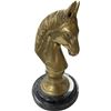 Image 2 : Vintage Heavy Brass Horse Head On Marble Base