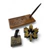Image 1 : 3x Vintage Collectibles: Maple Leaf Weight, Wooden Carved Caterpillar D10 Pen Holder, & CAT Trucks W