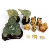 Image 1 : Vintage Variety: Jade Elephants, Jade Buddha, Carved Specimen Elephants+ Flower, & Resin Figurines