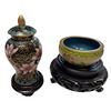 Image 2 : 4x Vintage Cloisonne Collectibles: Bowls, Ashtray, & Lidded Urn