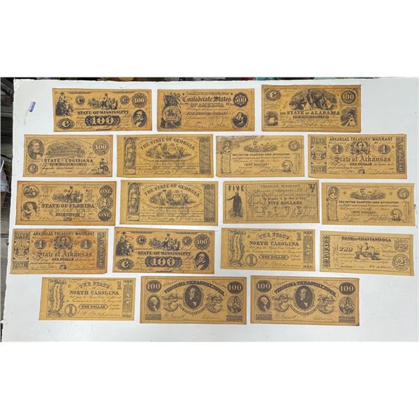 Assorted Copies Of Antique Bank Notes (Bills)