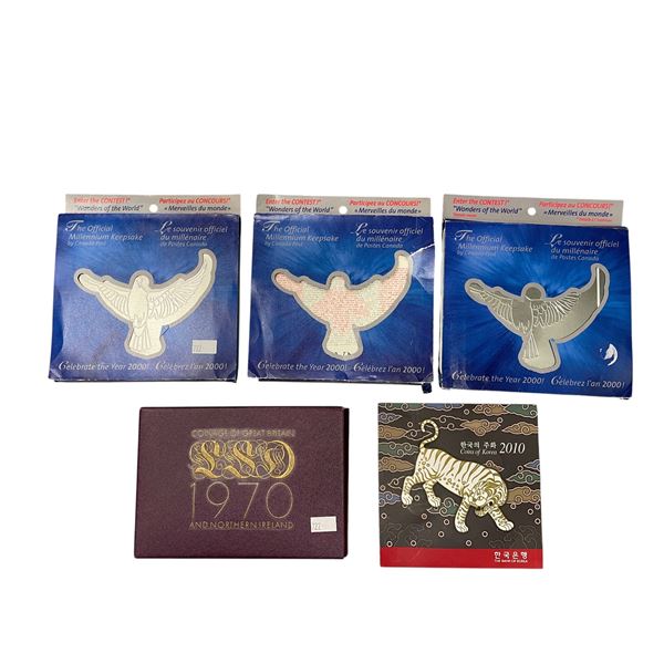 Assorted World Coins: Millenium Keepsake, 1970 Coinage Of Great Britain & Ireland, 2010 Korea