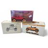 Image 1 : 3x Vintage Die Cast Car Coin Banks: Ertl 1918 Runabout & 2x Harley Davidson Themed