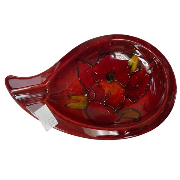 Vintage Flambe Moorcroft Floral Tear Drop Ashtray