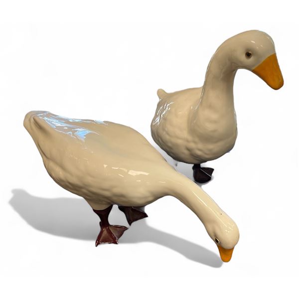 2x Vintage Howard Kaplan's French Country Store Ceramic Duck Figurines