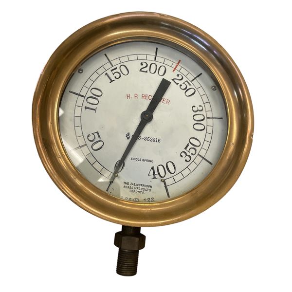 Vintage The Jas Morrison Brass MFG. H.P. Receiver Pressure Gauge