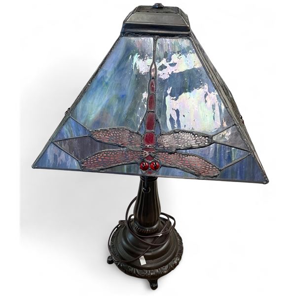 Vintage Stain Glass Dragon Fly Theme Shade Table Lamp