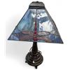 Image 1 : Vintage Stain Glass Dragon Fly Theme Shade Table Lamp