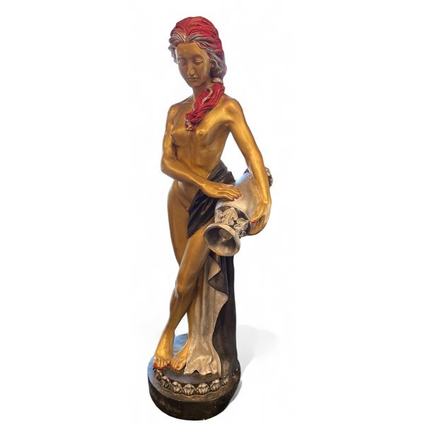 Vintage Nude Woman Art Nouveau Style Life Size Standing Floor Lamp