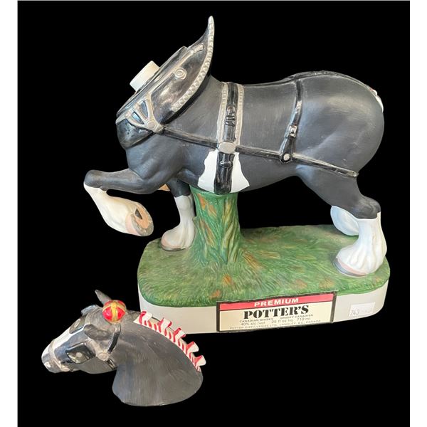 1974 Premium Potter's Canadian Whiskey Porcelain Horse Bottle