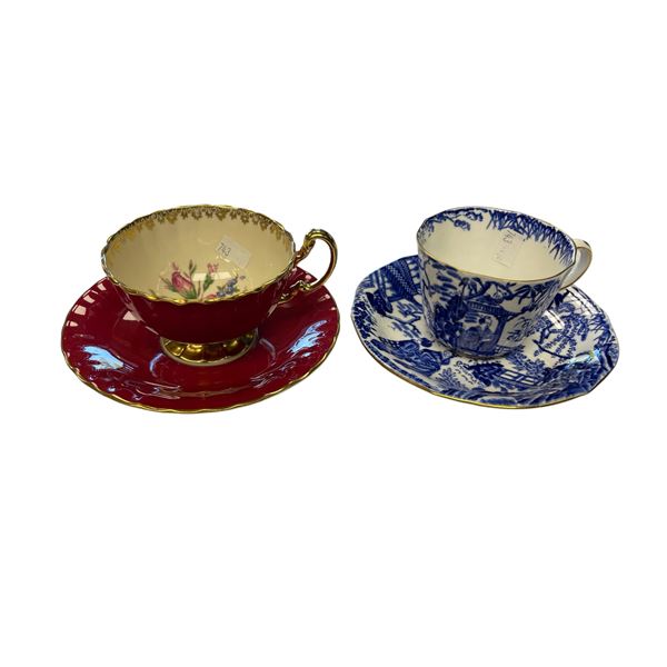 2x Vintage Teacups & Saucers: Aynsley v& Royal Crown Derby