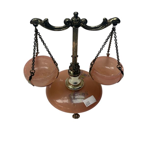 Vintage Lion Footed Pink Quartz Scale Of Justice