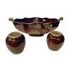 Image 1 : 3x Vintage Pieces Of Hand Painted Carlton Ware "Rouge Royale" : 2 Vases & Center Piece Bowl