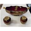 Image 2 : 3x Vintage Pieces Of Hand Painted Carlton Ware "Rouge Royale" : 2 Vases & Center Piece Bowl