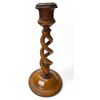 Image 1 : Vintage Twisted Wood Candle Stick Holder With Brass Top Detail