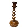 Image 2 : Vintage Twisted Wood Candle Stick Holder With Brass Top Detail