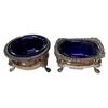 Image 2 : Vintage Variety: Salt Cellars With Cobalt Blue Glass Inserts & Small Trinket Boxes