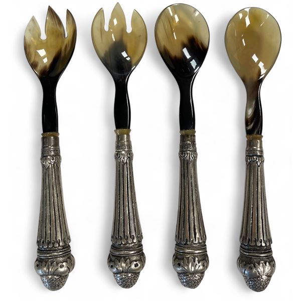 4x Vintage Horn Carved Utensils