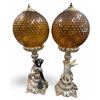 Image 1 : 2x Hollywood Regency Era Cherub Themed Hobnail Shade Lamps