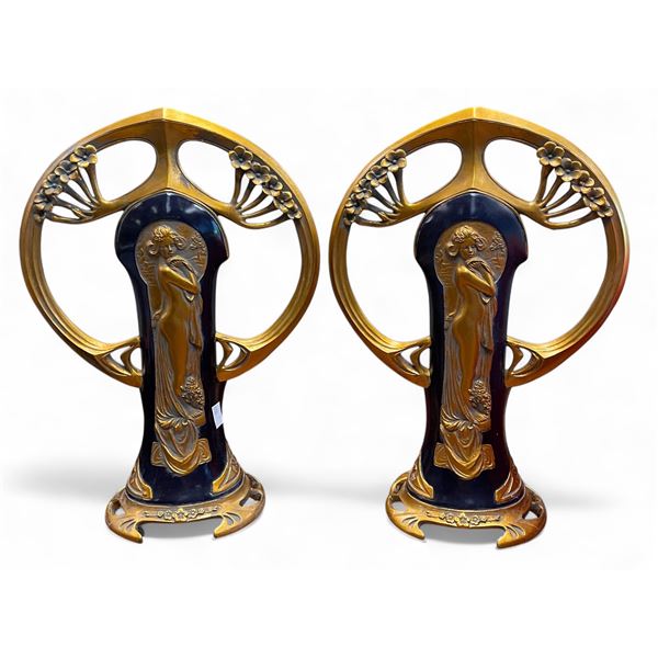 2x Vintage Art Nouveau Style Oliver Tupton Table Lamps