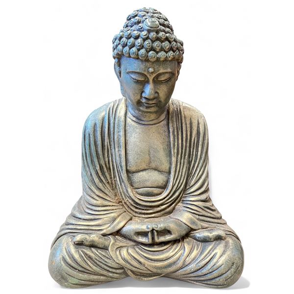 Vintage Painted Concrete Buddha