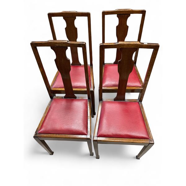 4x Vintage Edwardian Red Leather Top Chairs