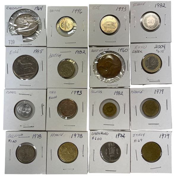 Assorted World Coins: Australia, Greece, France, Italy, & More