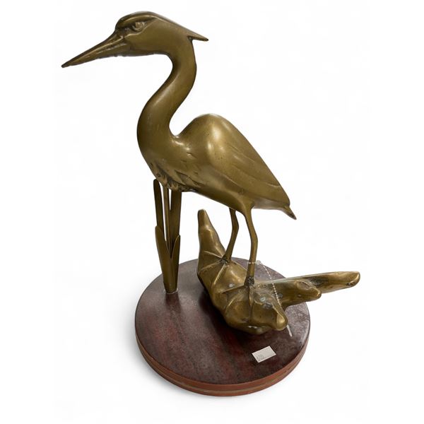 Vintage Brass Crane Figurine
